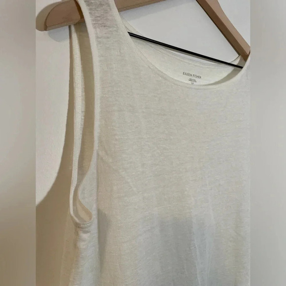Eileen Fisher Organic Linen White Light Top, Size Small Lagenlook Beach Coastal - Picture 3 of 5